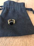 Mooi verstelbaar dames ringetje met zwart steentje, Sieraden, Tassen en Uiterlijk, Ringen, Ophalen of Verzenden, Zo goed als nieuw