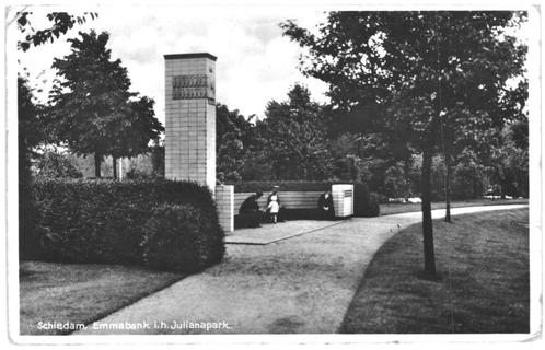 958134	Schiedam	Julianapark	1935	Gelopen met postzegel, Verzamelen, Ansichtkaarten | Nederland, Gelopen, Zuid-Holland, 1920 tot 1940