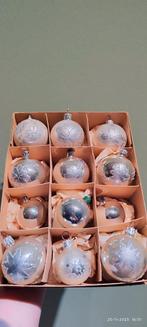 Antieke kerstballen zilver wit glitter, Diversen, Kerst, Ophalen of Verzenden, Gebruikt