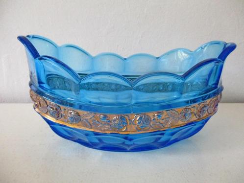 Glas glazen vaas met goud gouden rand bloempot bloemen, Antiek en Kunst, Antiek | Glas en Kristal, Ophalen of Verzenden