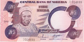 NIGERIA    FIVE NAIRA   2002     PRACHTIG beschikbaar voor biedingen