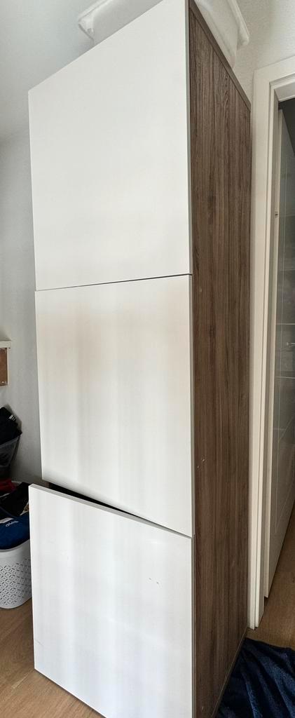 Witte Ikea Kast met Houtfineer - 3 Deurtjes en planken, Huis en Inrichting, Kasten | Kledingkasten, Gebruikt, 150 tot 200 cm, 50 tot 100 cm