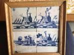 Tableau met vier 18e eeuwse Delft blauwe tegels, Antiek en Kunst, Ophalen of Verzenden