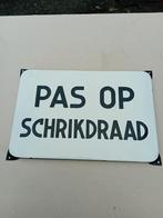 Emaille bord - Pas op schrikdraad 20x30 bieden via mp, Antiek en Kunst, Antiek | Emaille, Ophalen of Verzenden