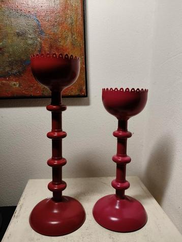 2805 Vintage Horfin Ikea Kandelaars - Rood Metaal beschikbaar voor biedingen