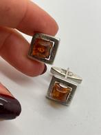 A564 Prachtige zilveren manchetknopen Fischland, Ophalen of Verzenden, Zilver, Manchetknopen, Met edelsteen