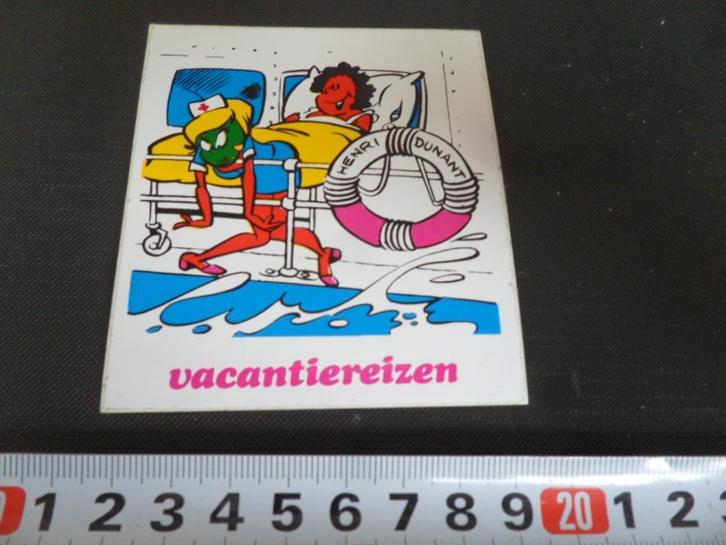 sticker rode kruis strip henri dunant vacantiereizen zeeziek, Verzamelen, Stickers, Zo goed als nieuw, Bedrijf of Vereniging, Ophalen