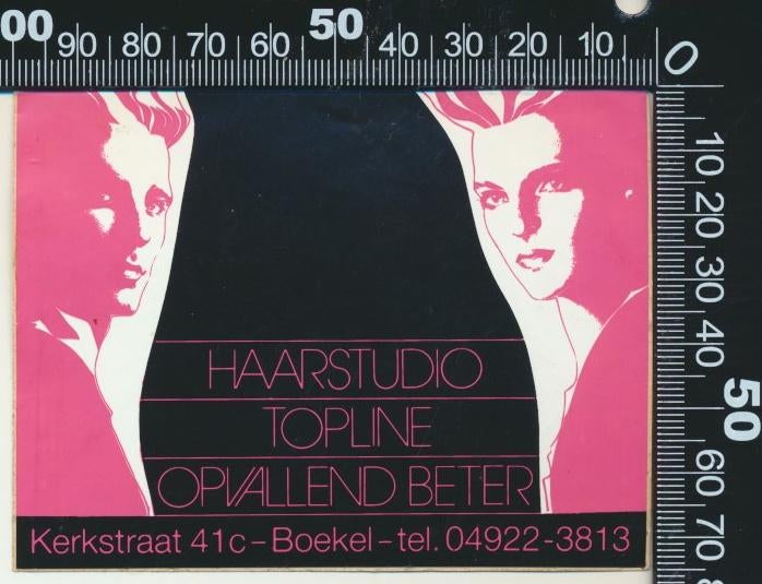 Sticker: Haarstudio Topline - Boekel, Verzamelen, Stickers, Ophalen of Verzenden, Zo goed als nieuw, Bedrijf of Vereniging