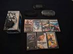 Psp in doos  met 7 games en hoesjes en oplader, Spelcomputers en Games, Ophalen, Zwart, PSP, Gebruikt