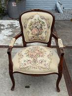 Antieke fauteuil met bloemmotief, Ophalen of Verzenden