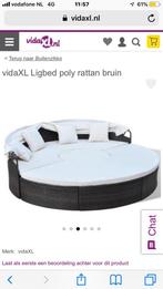 Luxe vidaXL Ligbed Poly Rattan Bruin, Tuin en Terras, Ophalen, Gebruikt, Rotan