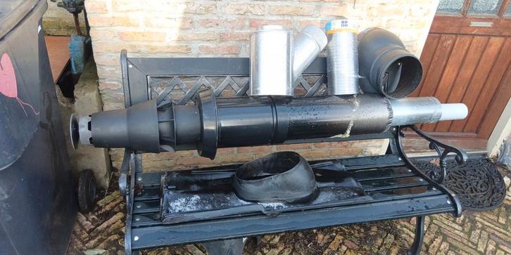 Dakdoorvoer met 3 lucht doorvoer voor CV en ventilatie, Doe-het-zelf en Verbouw, Buizen en Afvoer, Pvc, Minder dan 2 meter, 80 mm of meer