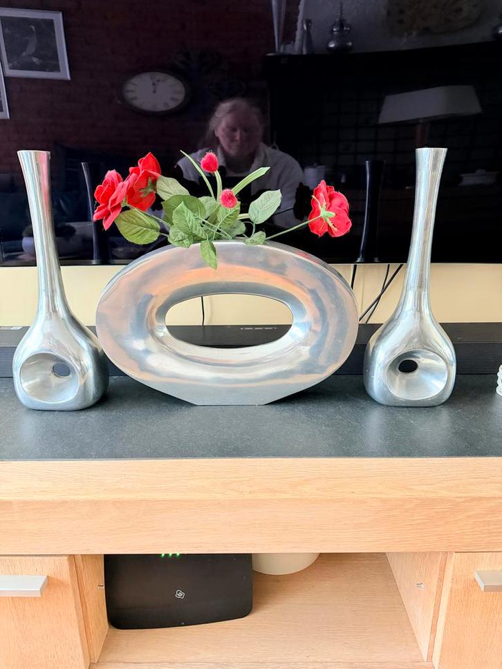 Aluminium Vazen Set 3-delig, Huis en Inrichting, Woonaccessoires | Vazen, Nieuw, Overige kleuren, Minder dan 50 cm, Overige materialen