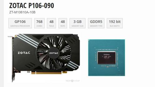 ZOTAC P106-090 mining GPU Kaart (niet geschikt voor gaming e, Computers en Software, Videokaarten, Zo goed als nieuw, Nvidia, PCI-Express 3.0