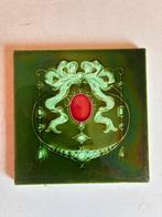 Jugendstil tegel 15,1x15,1x0,9 cm rond 1900., Antiek en Kunst, Antiek | Wandborden en Tegels, Ophalen of Verzenden