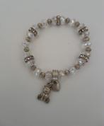 3 Armbanden, zilverkleurig, doorzichtig kralen, bedeltje, Overige materialen, Nieuw, Ophalen of Verzenden, Met bedels of kralen