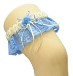 Zeer mooie bruid kousenband kleur crème met blauwe kant., Ophalen of Verzenden, Nieuw