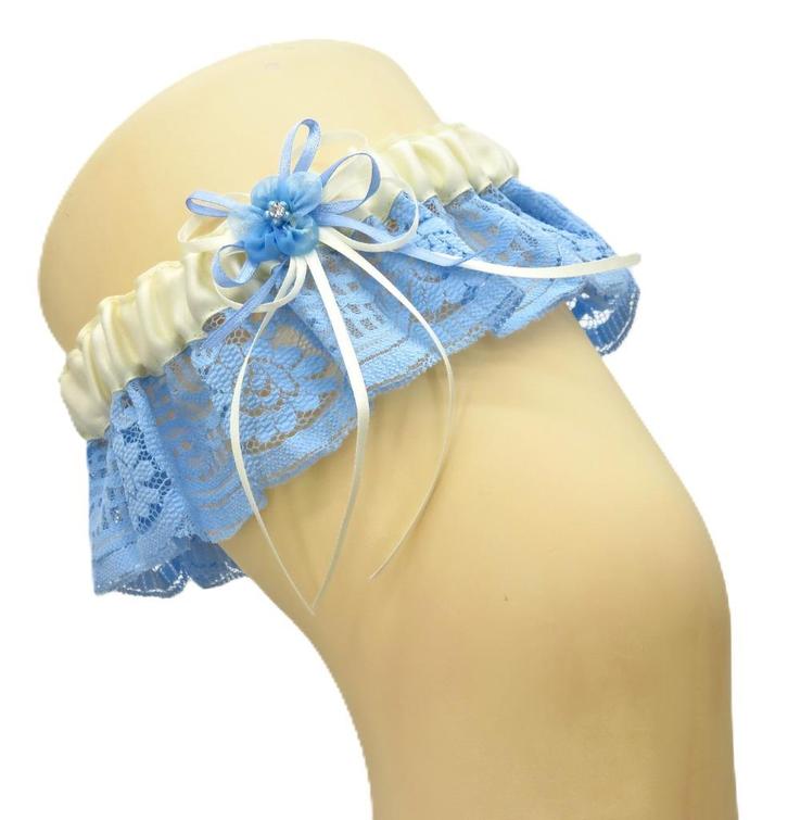 Zeer mooie bruid kousenband kleur crème met blauwe kant., Sieraden, Tassen en Uiterlijk, Overige Accessoires, Nieuw, Ophalen of Verzenden