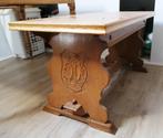 Eiken kloostertafel - salontafel met patroon en houtsnijwerk, Ophalen, Gebruikt, 50 tot 100 cm, Eikenhout