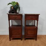 Vintage Antieke nachtkastjes bijzetkastjes met marmer blad 2, Valkenswaard, Gebruikt, Minder dan 45 cm, Info@flashbackfurniture.nl