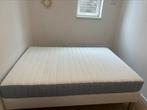 IKEA double bed + mattress 140x200, Wit, Tweepersoons, Zo goed als nieuw, 200 cm