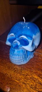 Blauwe Schedel Kaars - Handgemaakt & Uniek /Bladgoud infused, Ophalen, Blauw, Nieuw, Kaars