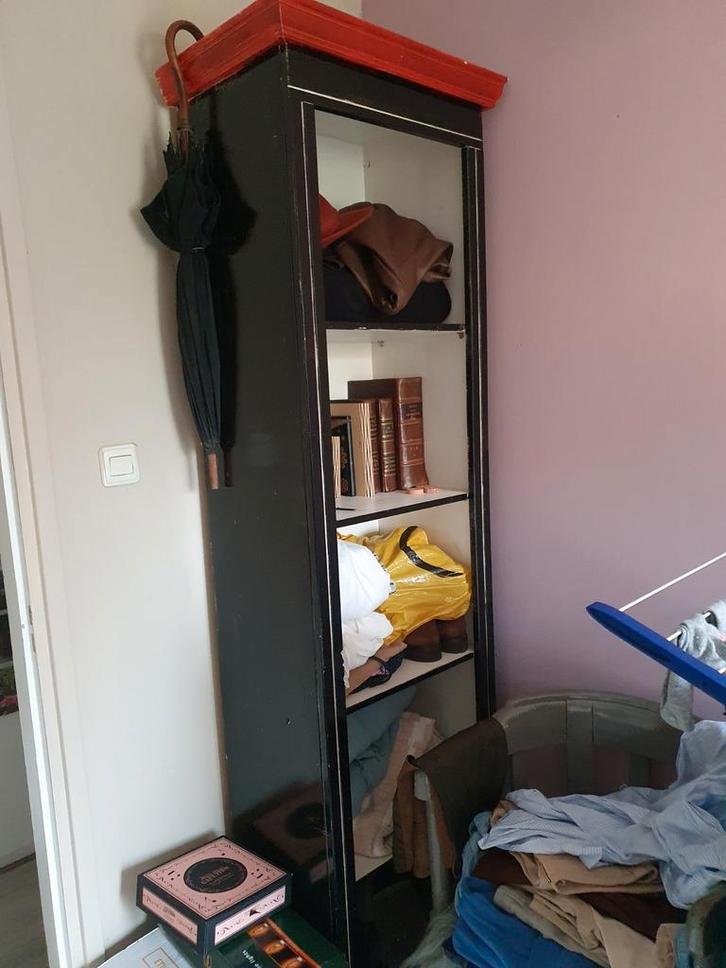 Vintage boekenkast/opbergkast, Huis en Inrichting, Kasten | Boekenkasten, Gebruikt, Minder dan 50 cm, 200 cm of meer, 25 tot 50 cm