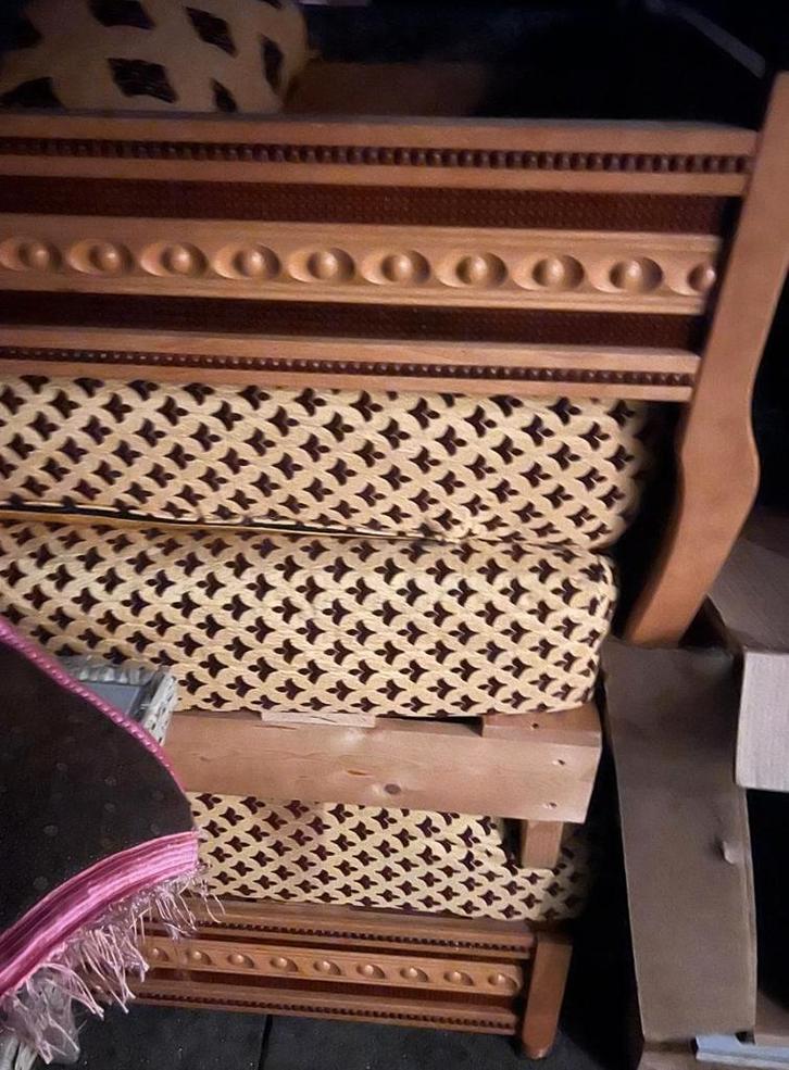 Marokkaanse Sadari Banken 3 keer 2 meter zonder matrassen, Huis en Inrichting, Banken | Bankstellen, Gebruikt, Hout, Stof, Ophalen of Verzenden