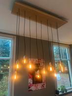 Eikenhouten boomstam lamp met 10 lampen, Huis en Inrichting, Lampen | Hanglampen, Ophalen, Zo goed als nieuw, Hout, 75 cm of meer