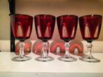 4 kristallen wijn glazen 13 cm vintage, Ophalen of Verzenden