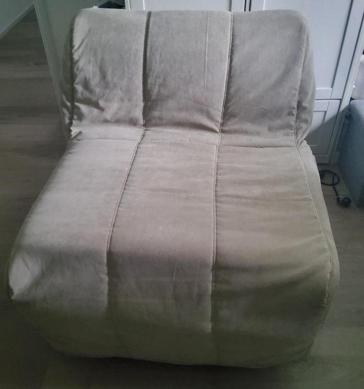 Eenpersoons slaapfauteuil, Huis en Inrichting, Slaapkamer | Slaapbanken, Gebruikt, 90 cm, 200 cm, Eenpersoons, Crème, Ophalen
