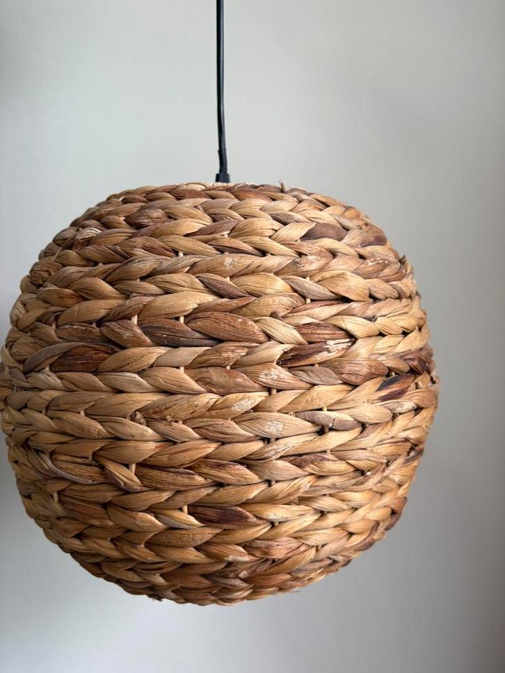 Gevlochten hanglamp, Huis en Inrichting, Lampen | Hanglampen, Zo goed als nieuw, Minder dan 50 cm, Ophalen