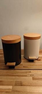 Kleine Badkamer/Wc-Prullenbakken (3L) Bamboe met Zwart & Wit, Huis en Inrichting, Woonaccessoires | Prullenbakken, Met pedaal