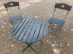 Te koop zeldzaam mooi bistro setje, Tuin en Terras, Ophalen, Hout, 2 zitplaatsen
