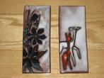 Ruscha wandtegel Herten en Bloemen 2 X, Antiek en Kunst, Antiek | Wandborden en Tegels, Ophalen of Verzenden