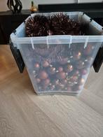 Bruin/bronze kerstballen * glas/mat * glitter bloemen *, Diversen, Kerst, Ophalen of Verzenden, Nieuw