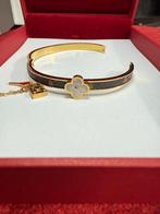 Gouden armband met klaver en slotje, Ophalen of Verzenden, Zo goed als nieuw, Goud, Met bedels of kralen