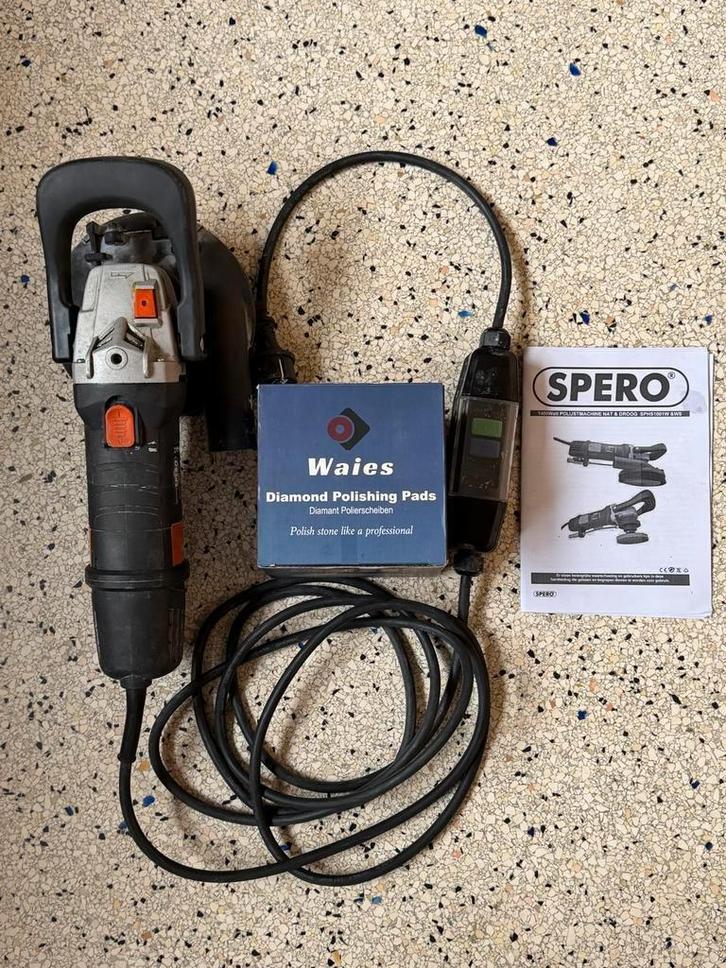 Spero Polijstmachine 1400W - Nat Gebruik + polijstschijven, Doe-het-zelf en Verbouw, Gereedschap | Schuurmachines, Zo goed als nieuw
