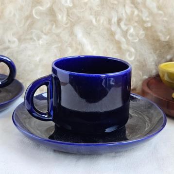 Huizen Holland Utrecht kobaltblauw kop en schotel | per stuk beschikbaar voor biedingen