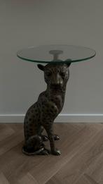 Mooie zgan bijzettafel met panter, Huis en Inrichting, Tafels | Bijzettafels, Ophalen, Minder dan 55 cm, Rond, 60 cm of meer