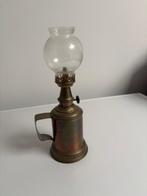 Geelkoperen antieke olielampje, Antiek en Kunst, Ophalen, Koper