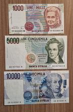 Bankbiljetten - Italië 1000 / 5000 / 10000 lire, Postzegels en Munten, Bankbiljetten | Europa | Niet-Eurobiljetten, Setje, Italië