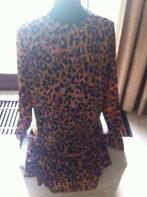 Dames jurk print zwart/cognac maat M Loavies, Kleding | Dames, Maat 38/40 (M), Overige kleuren, Ophalen of Verzenden, Boven de knie
