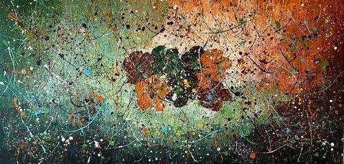 Valera- Bloemen- Handgeschilderd- Uniek- XXL, Antiek en Kunst, Kunst | Schilderijen | Abstract, Ophalen of Verzenden