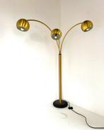 Vintage messing vloerlamp, Goffredo Reggiani ‘70, Huis en Inrichting, Metaal, Ophalen of Verzenden, Zo goed als nieuw, Vintage retro buisframe design rotan webbing papercord