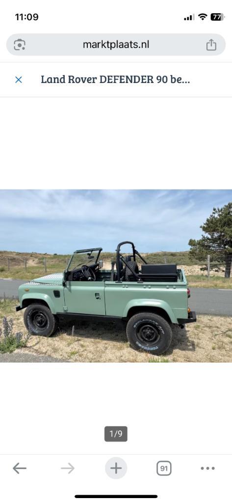 Land Rover Defender 90 1986 Groen, Auto's, Land Rover, Particulier, 4x4, Trekhaak, Defender, Benzine, Cabriolet, Handgeschakeld