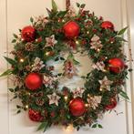 Prachtig handgemaakte rustieke kerstkrans & verlichting 60cm, Ophalen of Verzenden, Nieuw