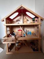 Poppenhuis met meubel en poppen, Ophalen, Gebruikt, Poppenhuis