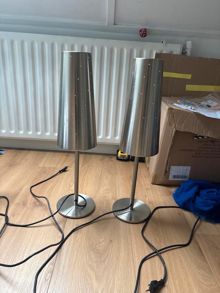Set van 2 Stijlvolle Tafellampen, Huis en Inrichting, Lampen | Tafellampen, Zo goed als nieuw, 50 tot 75 cm, Metaal, Ophalen