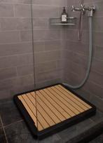 Sanura Flatmate + WTW douchebak 75 X 75cm zwart en houtlook, Doe-het-zelf en Verbouw, Sanitair, Ophalen, Gebruikt, Douche